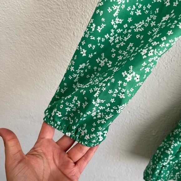 SIMPL FLAVOR Green Floral Bshp-Slv Surp Dress, Sz S - Picture 5 of 8